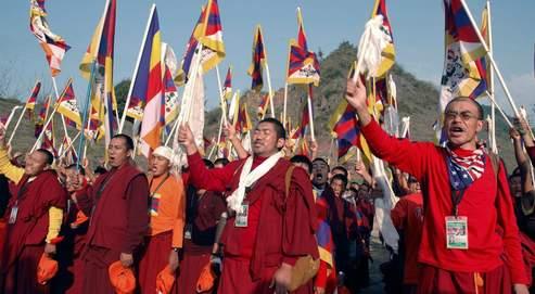Manifestation à Dharamsala siège du gouvernement tibétain en exil en Inde.