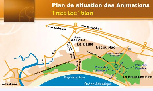 Plan de La Baule et lieux des festivités.