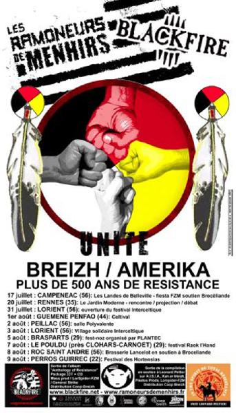 Affiche concert : en soutien à Léonard Peltier prisonnier politique amérindien incarcéré aux USA depuis 1976.