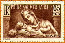 L'identité française sur timbre-poste.  Marianne en 1937