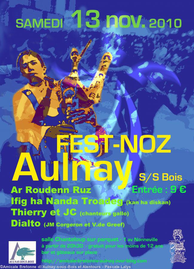 Affiche fest-noz 2010 - Amicale Bretonne d\'Aulnay-sous-Bois et Alentours
