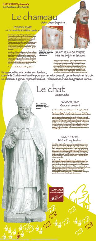 Exemple de panneaux de l\'exposition \"Le Bestiaire des Saints en Morbihan\"