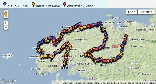 Le point sur les km libres réservés et vendus à ce jour entre Morlaix; Landerneau; St-Pol de Léon; les Abers; Plabennec et Brest.