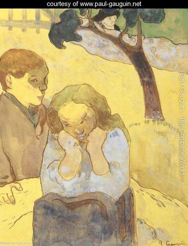 Tableau source de la zincographie <i>Misères humaines</i> de Paul Gauguin. Peint en 1888 il l'avait vendu 1.500 francs à cette époque.