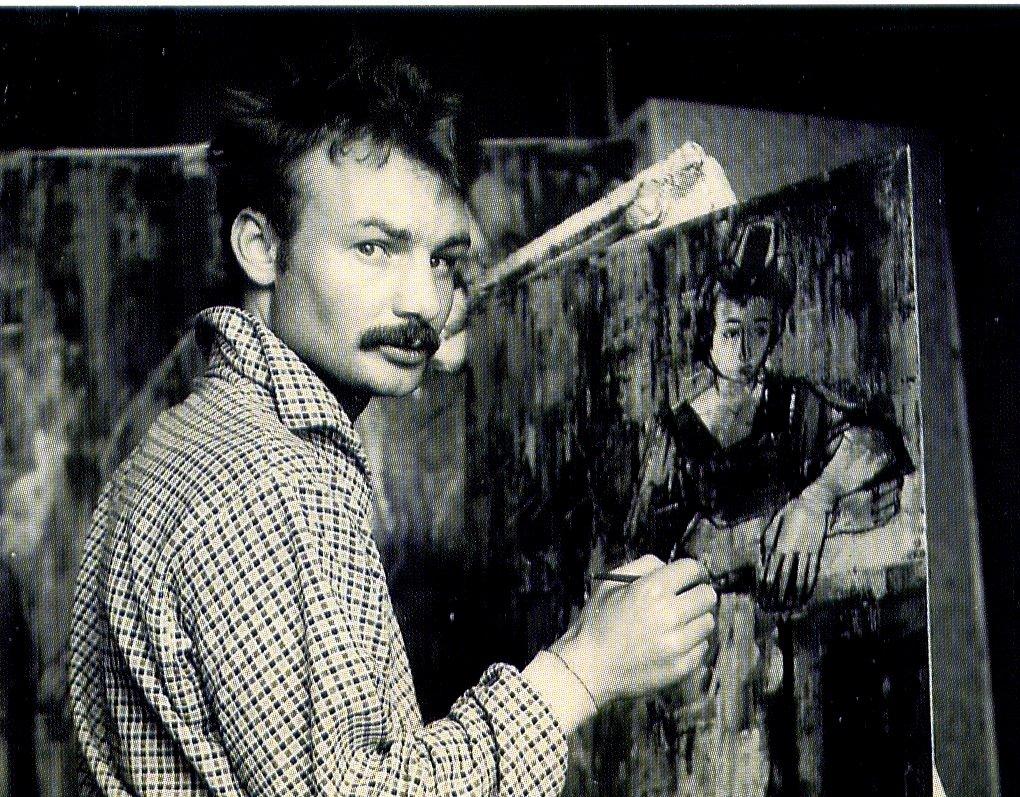 Le peintre Pierre Diner dans son atelier en 1964 (collection privée).