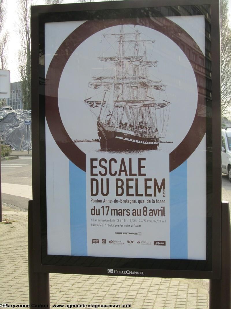 Affiche de l'escale du Belem à Nantes en juin 2010.