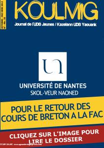 Première page du numéro 25 de Koulmig, publication de l'UDB Jeunes.