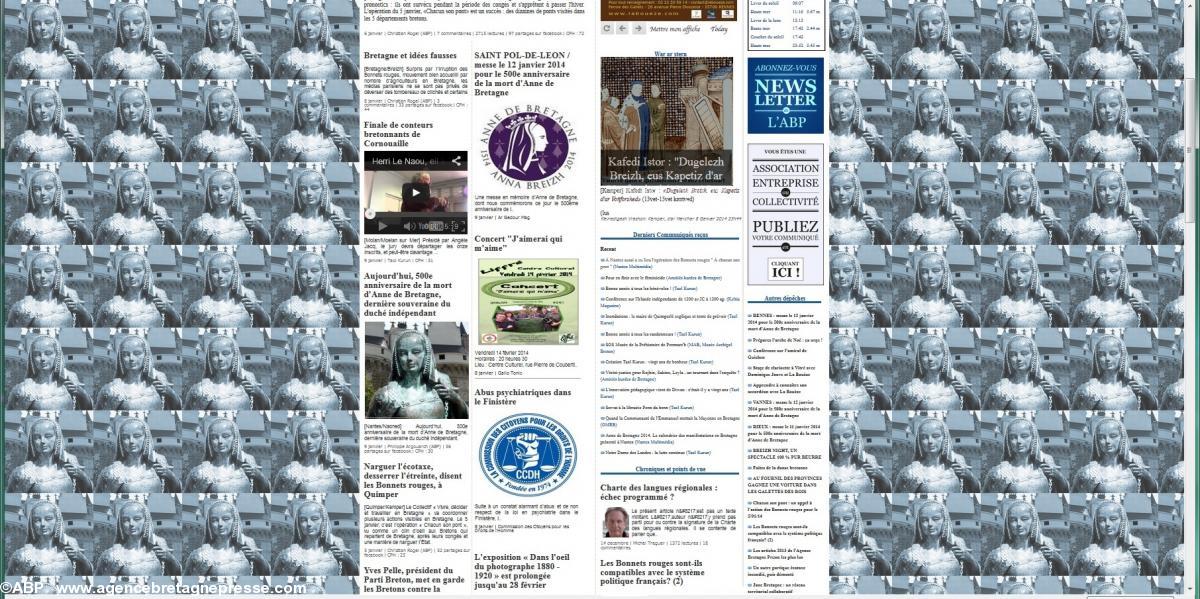 ABP 9 janvier 2014. Page d'accueil.