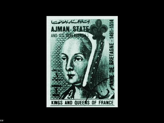 Le résultat pour le timbre Anne de Bretagne d'Ajman de 1972.