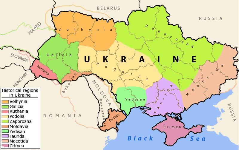 Les provinces historiques de l'Ukraine actuelle (source wikipedia)