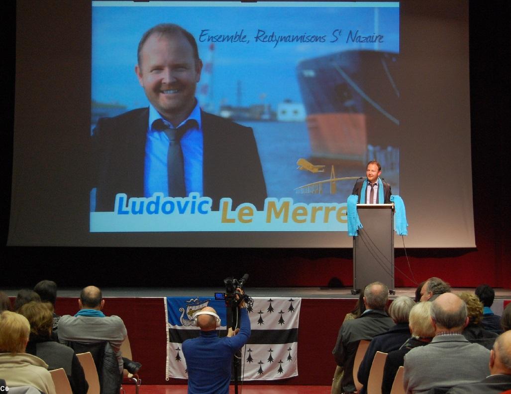 Ludovic Le Merrer lors de sa réunion électorale du 7 mars à Saint-Nazaire.
