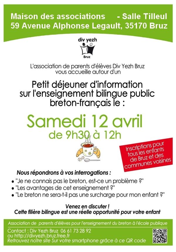 Petit déjeuner d'information sur la filière bilingue breton - français à Bruz