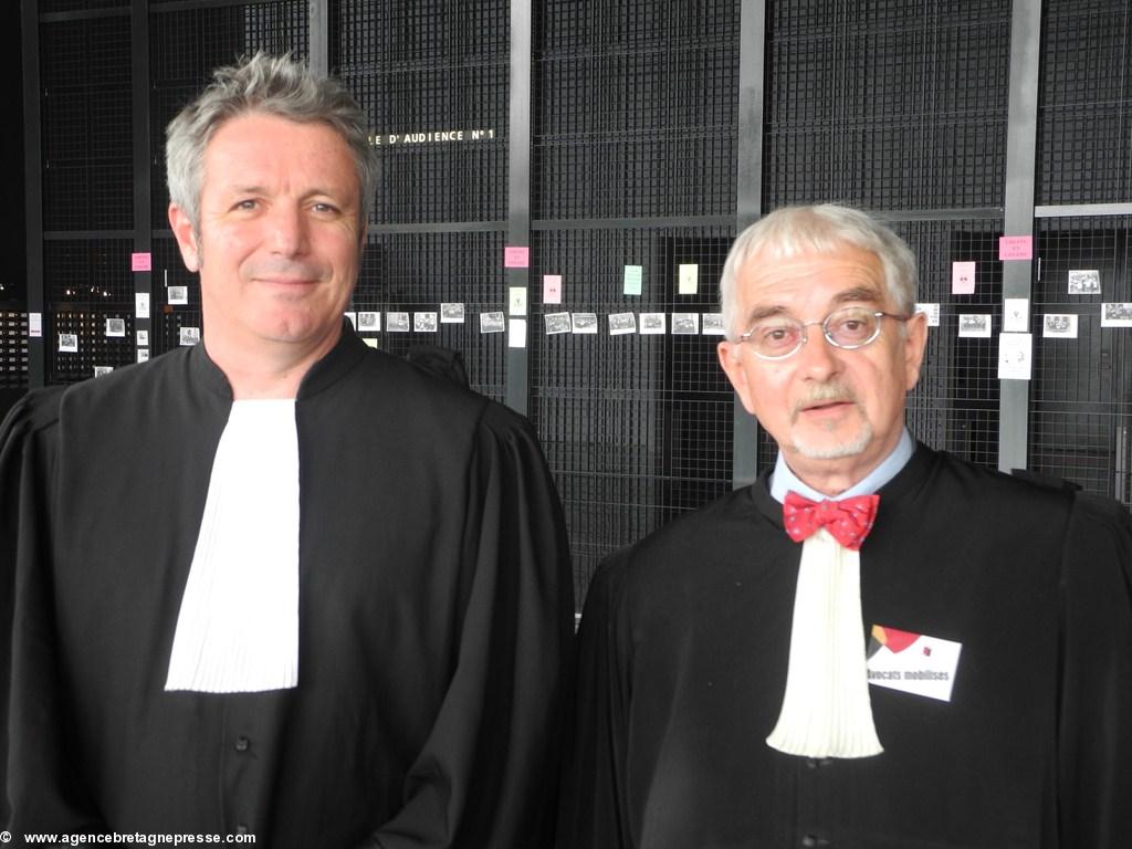 [Nantes, palais de justice, 30 juin 2014] Maître Yann Choucq (à droite) et Maître Erwan Lorvellec (à gauche)