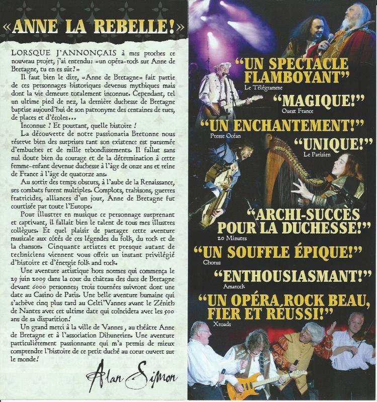 Rock Opéra Anne de Bretagne créé par Alan Simon