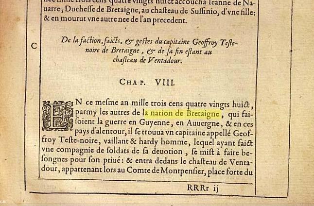 L'histoire de Bretaigne, des roys, ducs, comtes et princes d'Icelle, depuis . (1588)  Numérisé par google.