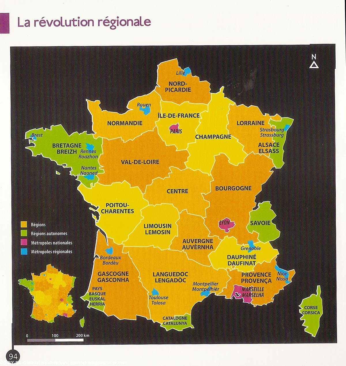 La carte des nouvelles régions proposée par Mikael Bodloré-Penlaez