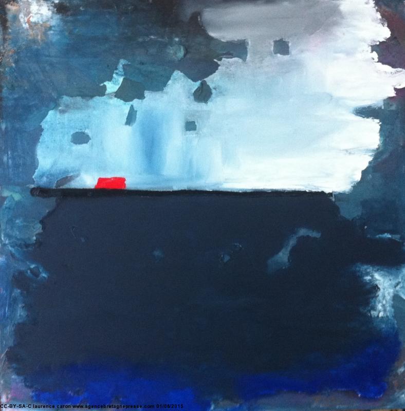 blue eyes, huile et collage