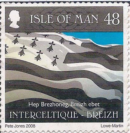 Le timbre sur la Bretagne émis par l'Ile de Man en 2008.