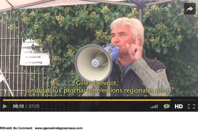 Gilles Denigot au rassemblement de Carquefou le 7 octobre 2015. Copie d'écran.