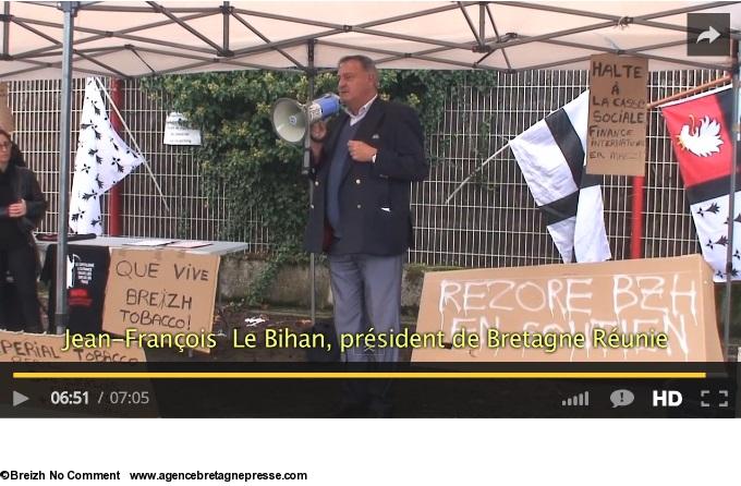 Jean-François Le Bihan président de l'association Bretagne Réunie au rassemblement de Carquefou le 7 octobre 2015. Copie d'écran.