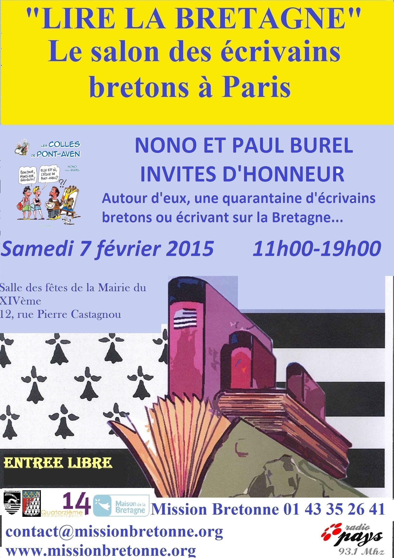 Affiche Salon du livre des écrivains bretons 2015, Paris.