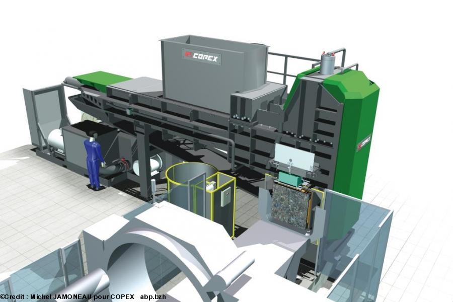 La presse multi-matériaux de COPEX est plus productive que ses concurrentes grâce à un traitement des déchets sur deux étages.
