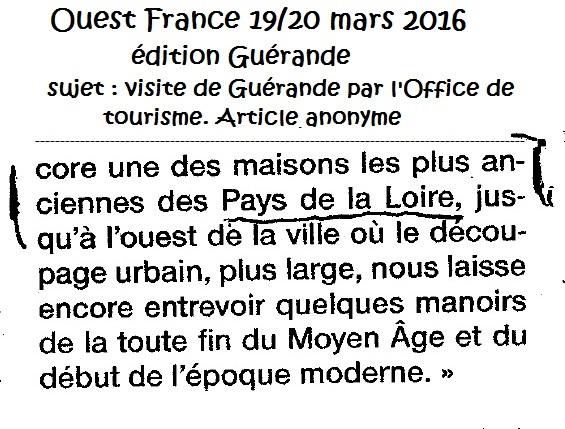 Extrait de l'article de Ouest France éd. Guérande-19-20 mars 2016.