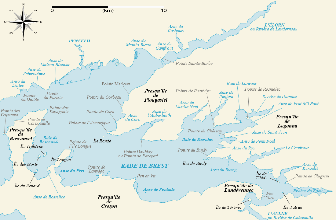 Plan de la rade de Brest (29-Finistère, France)