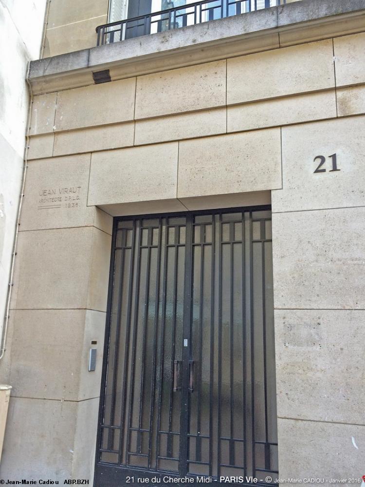 21 rue du Cherche Midi, Paris VIe, en 2016. L'immeuble date de 1936. Donc disparition du siège social de l'Assistance bretonne.