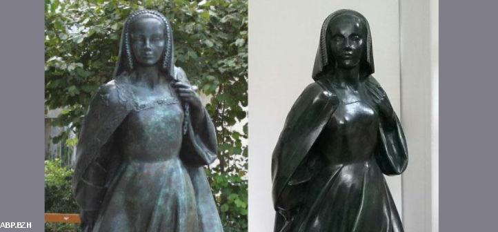 les deux statues d'Anne de Bretagne sculptées par Jean Fréour.