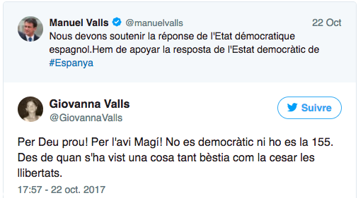 échange des Valls sur twiter