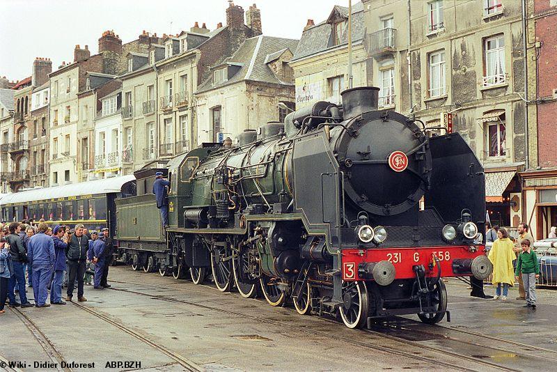 La 231 G 558 en gare de Dieppe-Maritime le 14 septembre 1986.