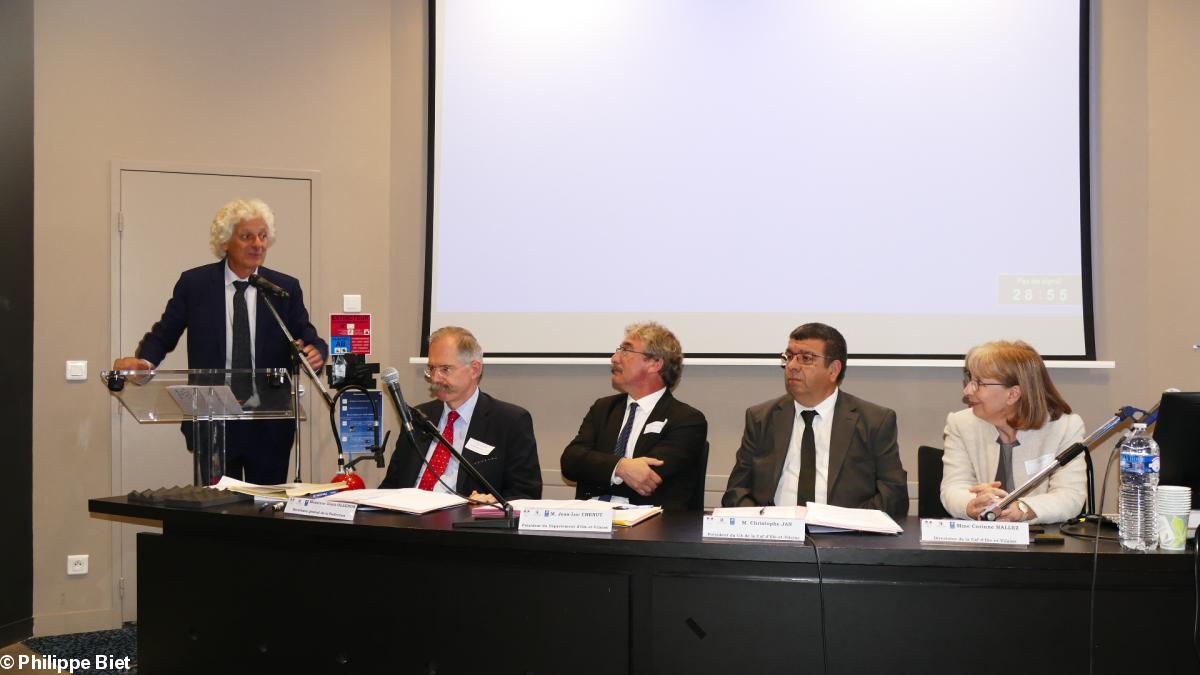 Laurent Chambaud, directeur de l'Ehesp, Denis Olagnon, Jean-Luc Chenut, Christophe Jan, Corinne Hallez,, directrice CAF 35