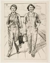 Les femmes galloises sont entrées en masse dans l'industrie  pendant la guerre 14-18. Après la guerre, on a moins besoin d'acier et la plupart d'entre elles seront licenciées.