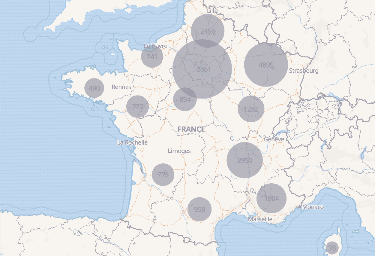 Carte des hospitalisations par région du 10 avril (source gouvernement.fr)
