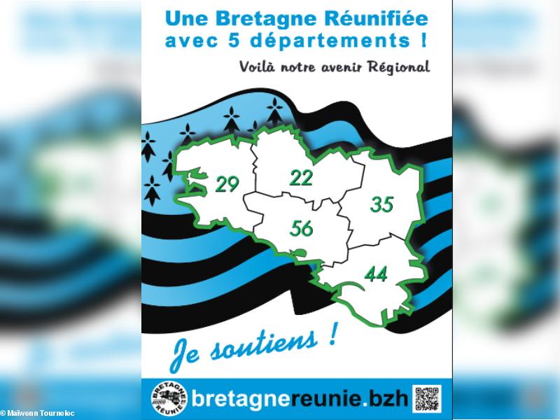 Nouvelle affiche de Bretagne Réunie, essin original Maïwenn Tournelec, impression La Contemporaine, Ste-Luce (44)