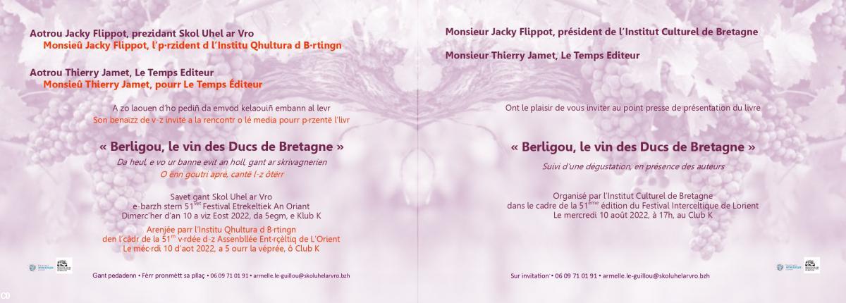 Berligou : le vin des Ducs de Bretagne s'invite au Festival Interceltique !