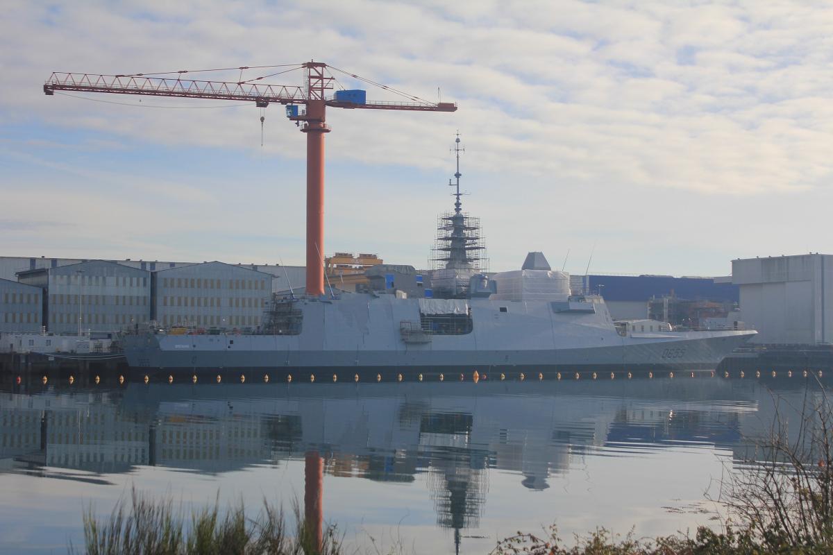 La frégate Bretagne en construction à Lorient (photo wiki 2017)