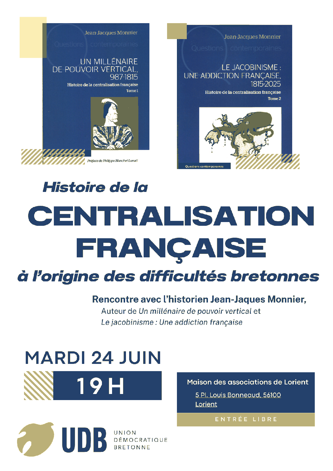 l\'une des affiches de la conférence du mardi 24 juin avec les deux livres présentés