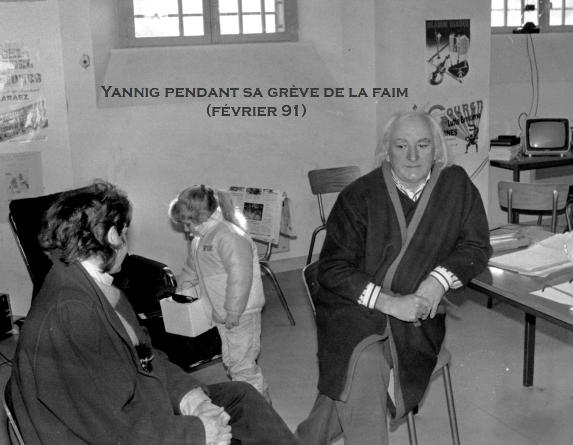 La grève de la faim  de février 1991. Photo archives familiales parue dans "Yannig Baron, ar seizh avel, par tous les vents de Bretagne". Le Temps Éditeur 2018